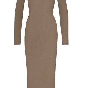 Skims Soft Lounge Long Sleeve Dress in Oxide